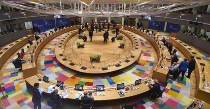 Panorámica de la sala del plenario de la cumbre europea.