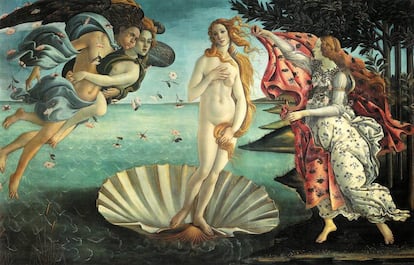 &#039;El nacimiento de Venus&#039;, de Botticelli, obra expuesta en los Uffizi de Florencia. 