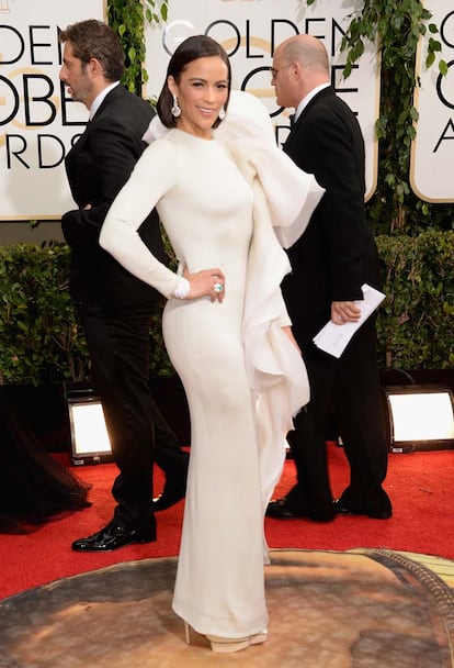 Paula Patton, mujer de Robin Thicke y una de las presentadoras de la noche, se ganó el premio WTF de la noche con este vestido de Stephane Rolland.