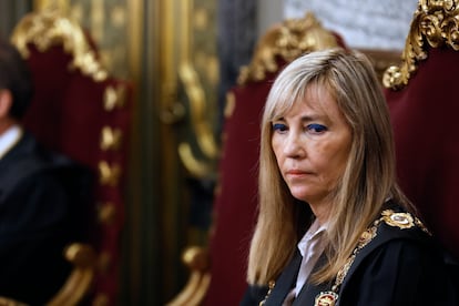 La presidenta del Tribunal Supremo y del Consejo General del Poder Judicial, Isabel Perelló, durante la toma de posesión de un magistrado el pasado octubre.