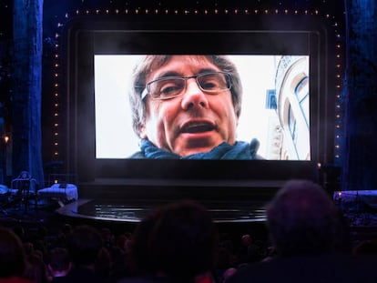 El expresident Carles Puigdemont participa en un video en la gala de los X Premios Gaudí, en Barcelona, el pasado 29 de enero.