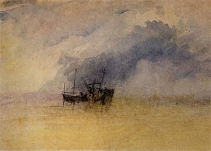 <i>Barcos encallados en el arenal</i> (hacia 1830), de Turner, acuarela de la Tate Gallery que se expuso en la Fundación March el pasado mes de septiembre.