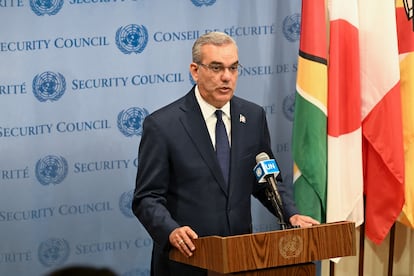 Luis Abinader after his intervention at the U.N. Security Council, this Monday in New York.