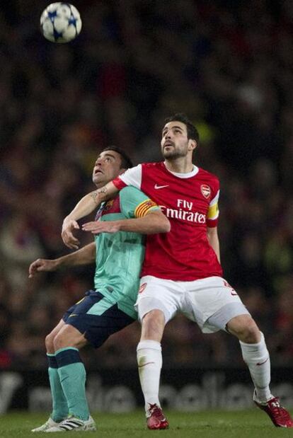 Xavi y Cesc, en el Arsenal-Barça de esta temporada.