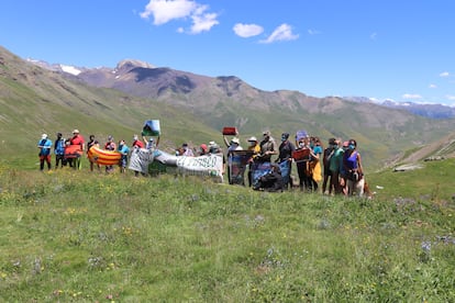 Environmental activists protest against plans to expand the Cerler ski station.