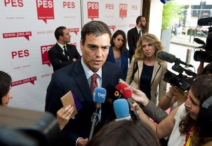 Pedro S&aacute;nchez, en la reuni&oacute;n que los l&iacute;deres socialdem&oacute;cratas en Bruselas.