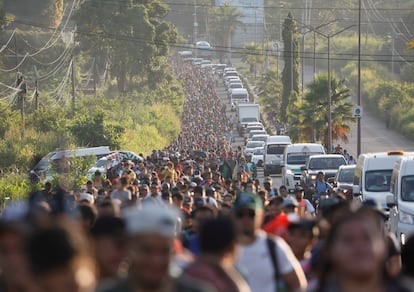 Una caravana migrante en Tapachula, Mexico, en noviembre de 2024.