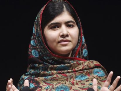 A paquistanesa Malala Yusufzai, em uma entrevista coletiva na Biblioteca de Birmingham, em 10 de outubro de 2014