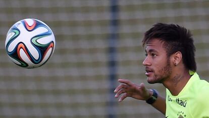 Neymar, durante um treino do Brasil.