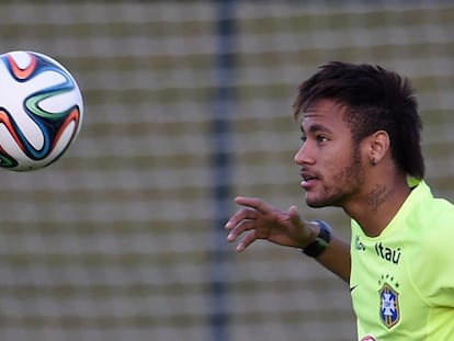 Neymar, durante um treino do Brasil.