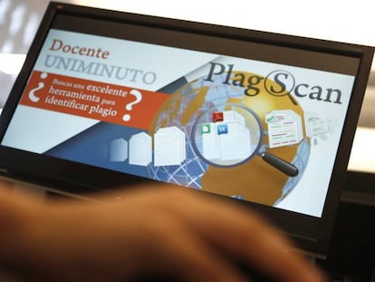 Presentación del programa de detección de plagios PlagScan. EFE