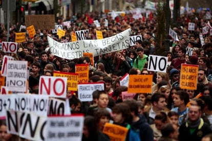 Protesta estudiantil contra los recortes convocada el pasado febrero.