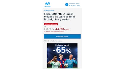 Oferta de Movistar dirigida a clientes de Vodafone.