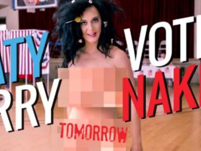 La cantante ha grabado un vídeo donde se la ve acudir al colegio electoral sin ropa