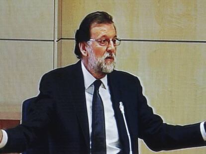 El presidente del Gobierno, Mariano Rajoy, que presta declaración como testigo en el macrojuicio de corrupción de la trama Gürtel.