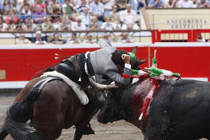 Diego Ventura, durante la faena de su primer toro.