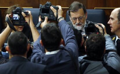 El president del Govern espanyol, Mariano Rajoy, a la seva arribada al Congrés.