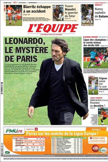 Portada del diario 'L'equipe'.