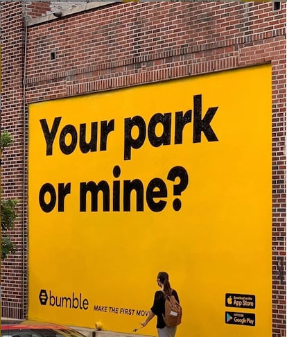 ¿En tu parque o en el mío? Así es uno de los murales gigante de Bumble por Nueva York.