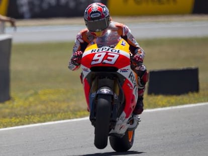 Marc Márquez, en los entrenamientos del GP de España. 