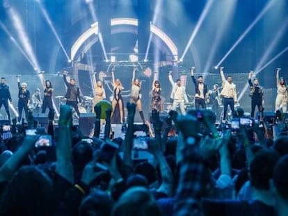 Los concursantes de 'OT 2017' durante un concierto en el Palau Sant Jordi en marzo de 2018.