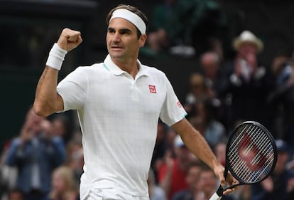 Roger Federer, en un partido en Wimbledon.