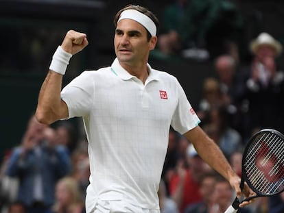 Roger Federer, en un partido en Wimbledon.