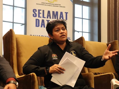 La ministra de justicia de Malasia, Azalina othman Said, durante un acto oficial en Kuala Lumpur