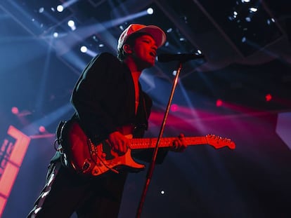 Bruno Mars, durante su actuación en Madrid.