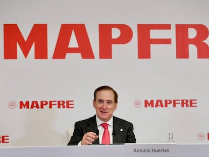 Antonio Huertas, presidente de Mapfre, durante la presentación de resultados.
