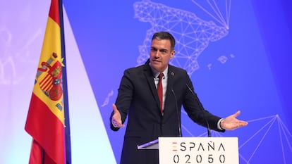 El presidente del Gobierno, Pedro Sánchez, durante la presentación del proyecto España 2050 en mayo.