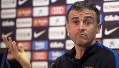 Luis Enrique, durant la roda de premsa.