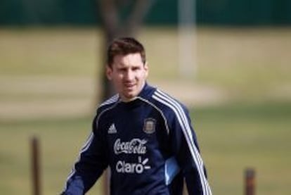 Leo Messi, durante un entrenamiento con la selecci&oacute;n argentina. 