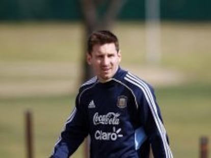 Leo Messi, durante un entrenamiento con la selecci&oacute;n argentina. 