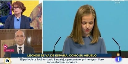 Pantallazo del programa 'La hora de La 1' con el rótulo sobre la princesa Leonor.