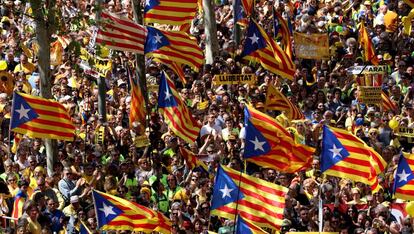 Manifestación independentista en Barcelona el pasado mes de abril.
 
 