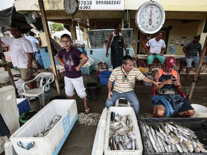 Pescadores no sábado na cidade equatoriana de Pedernales