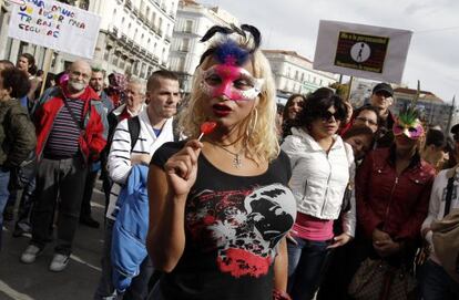 Manifestación de prostitutas en el centro de Madrid.