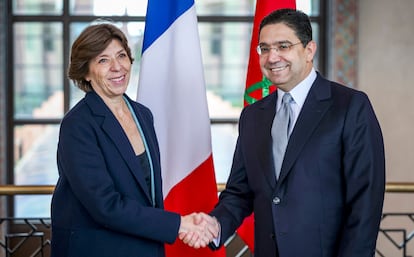 El ministro de Exteriores marroquí, Naser Burita, y su homóloga francesa, Catherine Colonna, el viernes en Rabat.