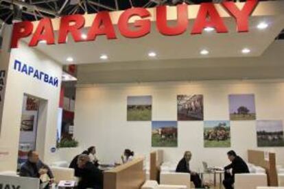 Estand de Paraguay en la vigésimo primera edición de PRODEXPO, la mayor exposición internacional rusa de alimentos, bebidas y materia prima para su fabricación, que fue inaugurada hoy en Moscú con gran presencia de España y de Latinoamérica.