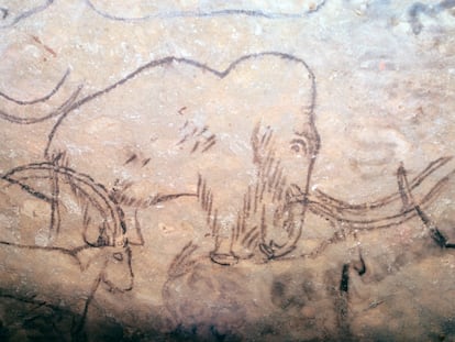Mamut dibujado en las paredes de la cueva de Rouffignac, en Perigord (Francia).