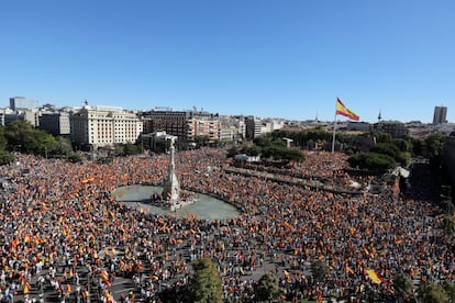 Vista de la manifestación en la plaza de Colón.
