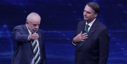 Luiz Inácio Lula da Silva y Jair Bolsonaro en un debate televisivo.