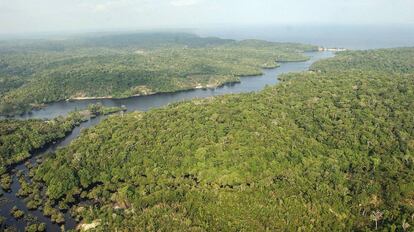 Vista da reserva mineral Renca na Amazônia.
