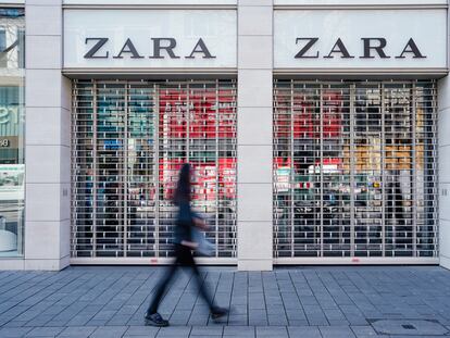 Una tienda de Zara cerrada en Alemania, el pasado miércoles.