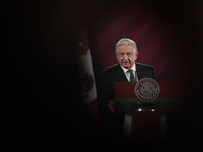 El presidente de México, Andrés Manuel López Obrador, durante la conferencia de prensa en Palacio Nacional, en Ciudad de México (México).