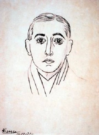 Vicente Huidobro en un dibujo de Pablo Picasso.