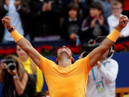 Rafa Nadal tras imponerse a Tsitsipas en la final del Open BancSabadell-Trofeo Conde de Godó en 2021