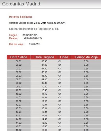 La página de Renfe Cercanías ya ofrece el horario del nuevo tren al aeropuerto.