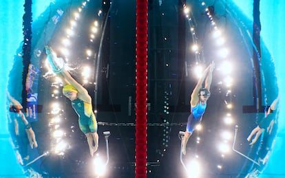 itmus y Ledecky, ayer durante la prueba de los 400m libre.